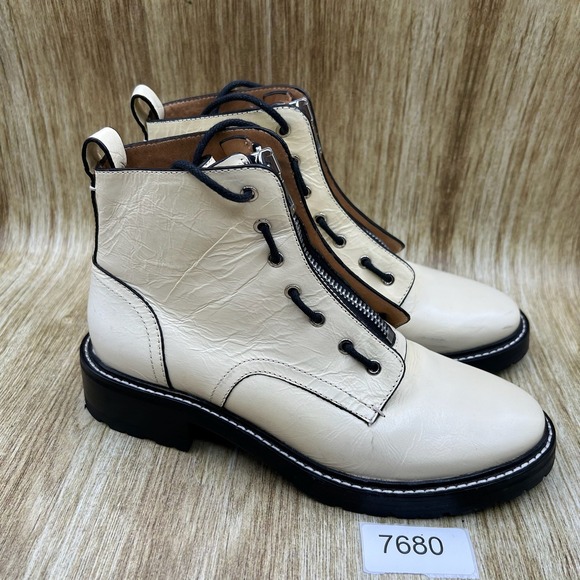 Rag & Bone Cannon Crinkled Ankle Boots Women's Size 7 Leather Zip Front Boots - Picture 10 of 10
